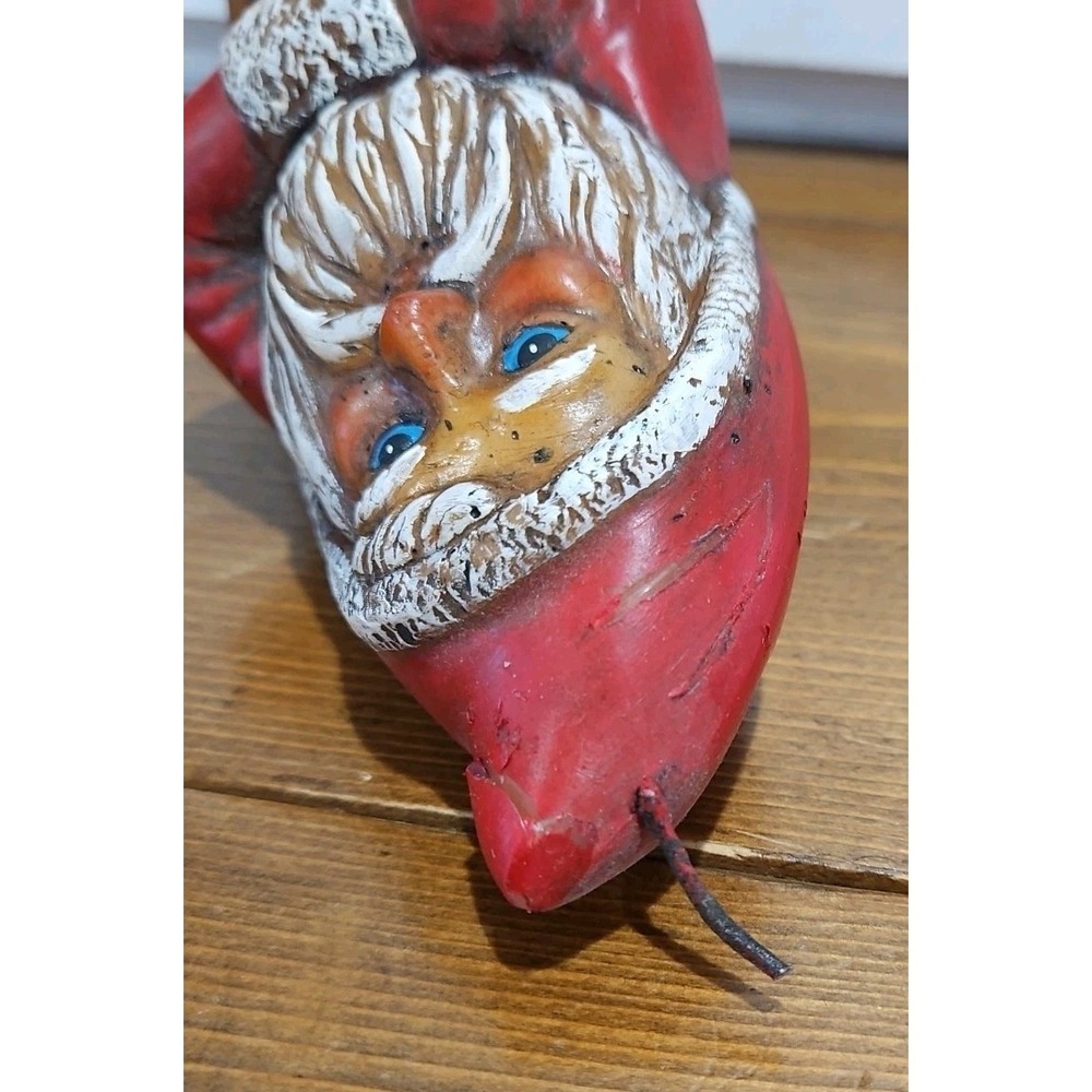 Vintage Old Christmas Chalkware Santa Claus Candle 9.5 × 3 Never Been Burned - Picture 11 of 11